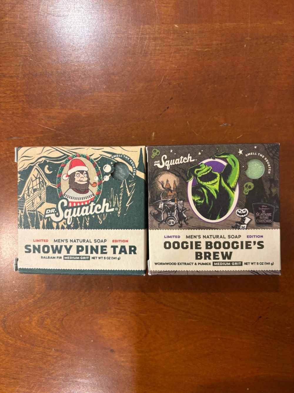 Dr. Squatch Men's Natural Soap Duo, Oogie Boogie’s Brew/Snowy Pine Tar (limited)
